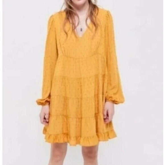 Urban Outfitters Mustard Yellow Long Sleeve Sundress..size:M - Picture 2 of 14